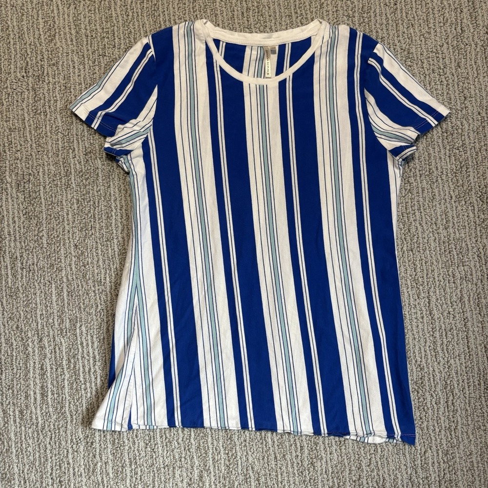 Banana Republic Women's Blue White‎ Striped Signature Tee T-Shirt 100% Cotton XS